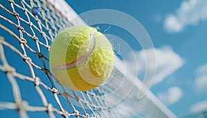 Precision in motion tennis ball hits net, showcasing accuracy summer olympic games sport concept