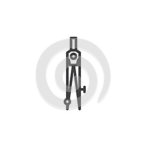 Precision pencil compass line icon
