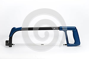Precision saw for cutting metal on white background