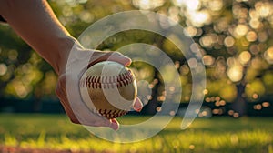 The precision and strength in a pitchers throwing hand as they wind up for a fastball photo