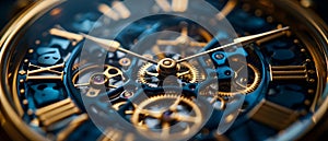 Precision of Time: The Intricacy of Clockwork. Concept Clock Mechanisms, Timekeeping Technology, photo