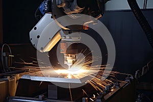 precision welding robot performing complex weld joint on turbine blade