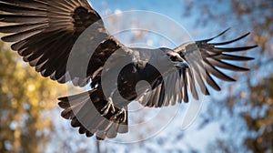 Precisionism-inspired Crow In Flight: A Captivating Image Of Raw Vulnerability