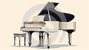 Precisionist-inspired Illustration Of Baby Grand Piano On Light Background