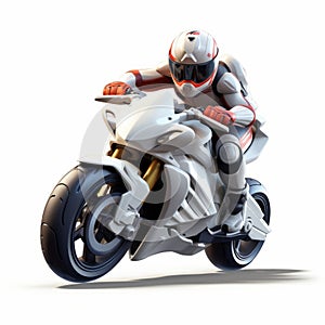 Precisionist Motorcycle Rider: A Futuristic 3d Rendered Game Character In T-pose