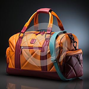 Precisionist Style Duffel Bag On Black Background