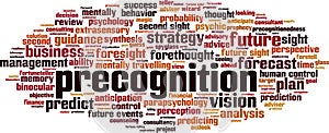 Precognition word cloud photo