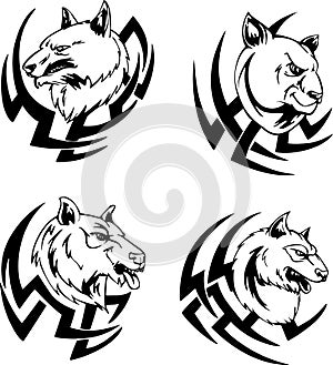 Predator animal head tattoos