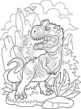 Predatory dinosaur allosaurus, coloring book, funny illustration photo