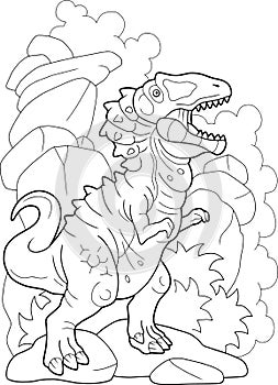 Predatory dinosaur Carcharodontosaurus, coloring book, funny illustration photo