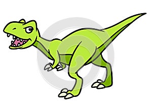 Predatory dinosaur raptor animal character cartoon illustration