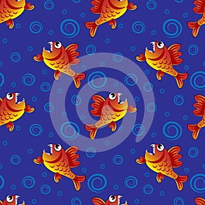 predatory evil piranha fish. Fabulous underwater world. Styling, cartoon style. Design element