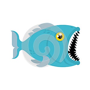 Predatory fish with open mouth isolated. vector illustration