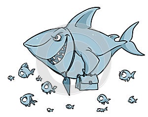 Predatory fish shark business competition superiority cartoon