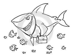 Predatory fish shark business competition superiority cartoon coloring page photo
