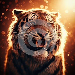 Predatory gaze, Tiger AI generated illustration.