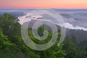 Predawn twilight over the river