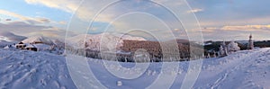 Predawn winter mountain panorama (Carpathian, Ukraine