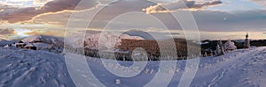 Predawn winter mountain panorama (Carpathian, Ukraine