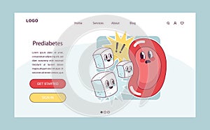 Prediabetes web banner or landing page. Sugar blood increase. Glucose