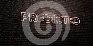 PREDICTED -Realistic Neon Sign on Brick Wall background - 3D rendered royalty free stock image