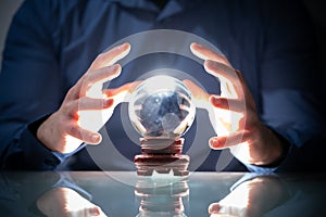 Predicting Future Using Crystal Ball. Fortune Teller