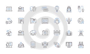 Predictive analysis line icons collection. Forecasting, Analytics, Modeling, Trends, Insights, Patterns, Algorithms