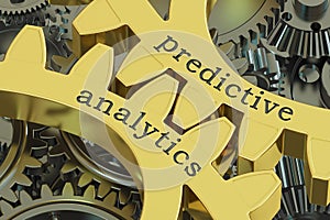 Predictive analytics concept on the gearwheels, 3D rendering