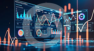 Predictive analytics dashboard with data visualization for business intelligence tools