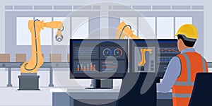 Predictive maintenance engineer checking data