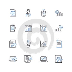 Predictive modeling line icons collection. Forecasting, Machine learning, Regression, Analytics, Pattern recognition