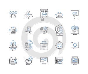 Predictive modeling line icons collection. Regression, Classification, Forecasting, Modeling, Analysis, Machine Learning