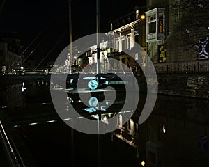Predikherenbrug bridge at night in Ghent photo