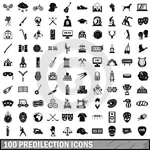 100 predilection icons set, simple style photo