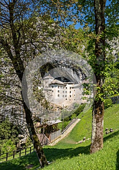 Predjama castle built into a cave in Slovenia