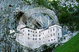 Predjama castle bulit in the rock wall, Slovenia