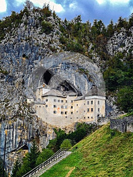 Predjama, castle at the cave mouth in Postojna, Slovenia in springtime