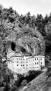 Predjama, castle at the cave mouth in Postojna, Slovenia in springtime