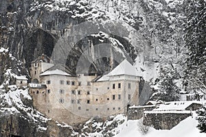 Predjama Castle in Postojna Cave, in the winter