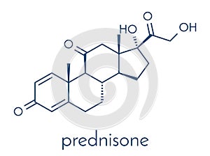 Prednisone corticosteroid drug molecule. Skeletal formula.