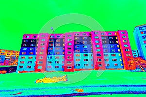 Prefab cheap flat building in thermal imaging simulation