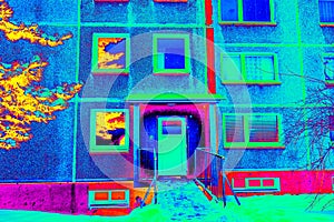 Prefab cheap flat building in thermal imaging simulation