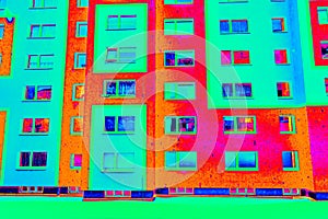 Prefab cheap flat building in thermal imaging simulation
