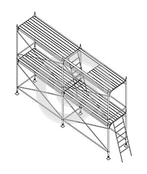 Prefabricated scaffolding. Orthography vector