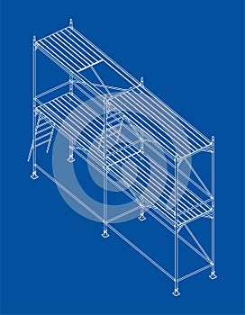 Prefabricated scaffolding. Orthography vector