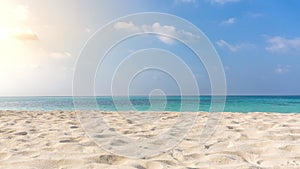 Prefect island beach landscape, sea and sky view. Idyllic beach banner