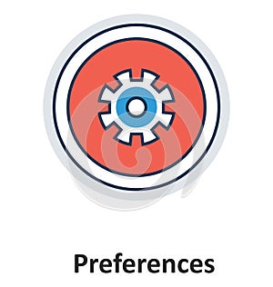 Preferences Gear Wheel Isolated and Vector Icon for Technology