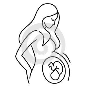 Pregnanat woman icon. Young woman expecting baby