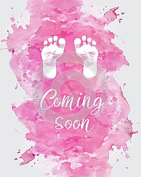 Pregnancy announcement concept illustration. Baby gender reveal concept illustration. Watercolor imitation splash with baby