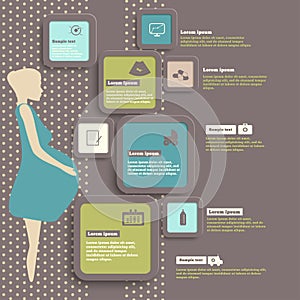 Pregnancy and birth infographics and icon set